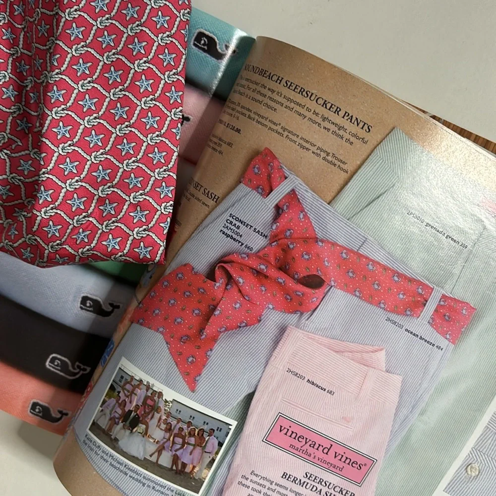 VINEYARD VINES silk pink belt scarf sash sea star print design